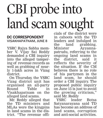 CBI probe into land scam sought