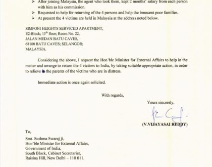 letter to malaysia victim