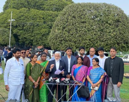 Addressing the Press at Vijay chowk on Union Budget 2020.