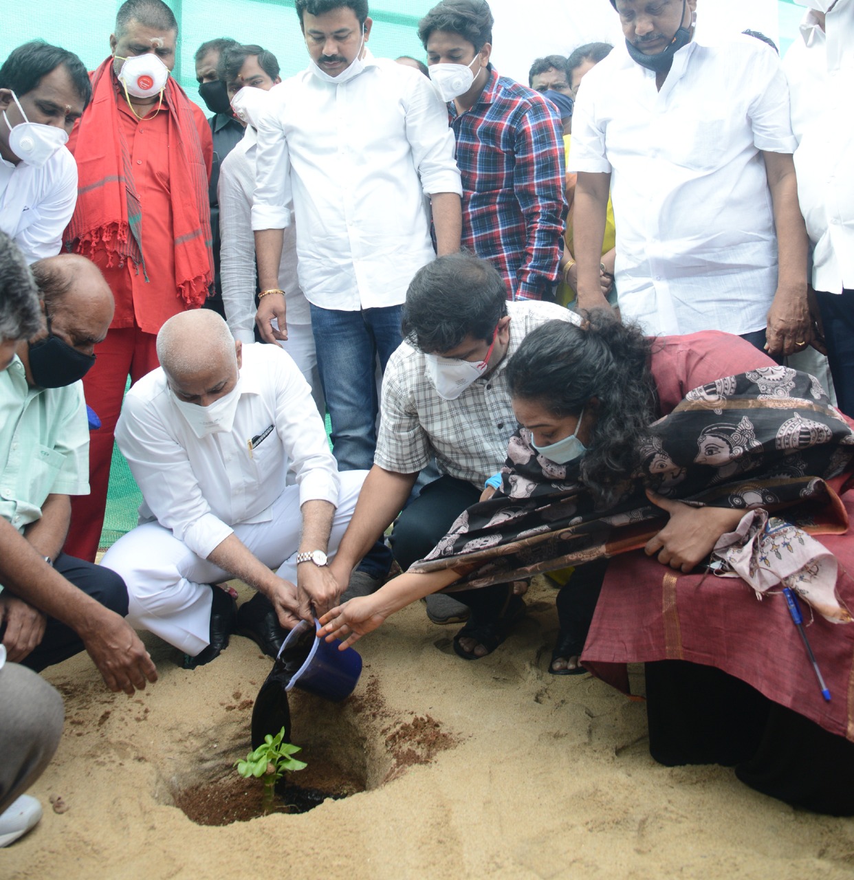 Today’s program plantation near Vizag beach.Making the city even greener.