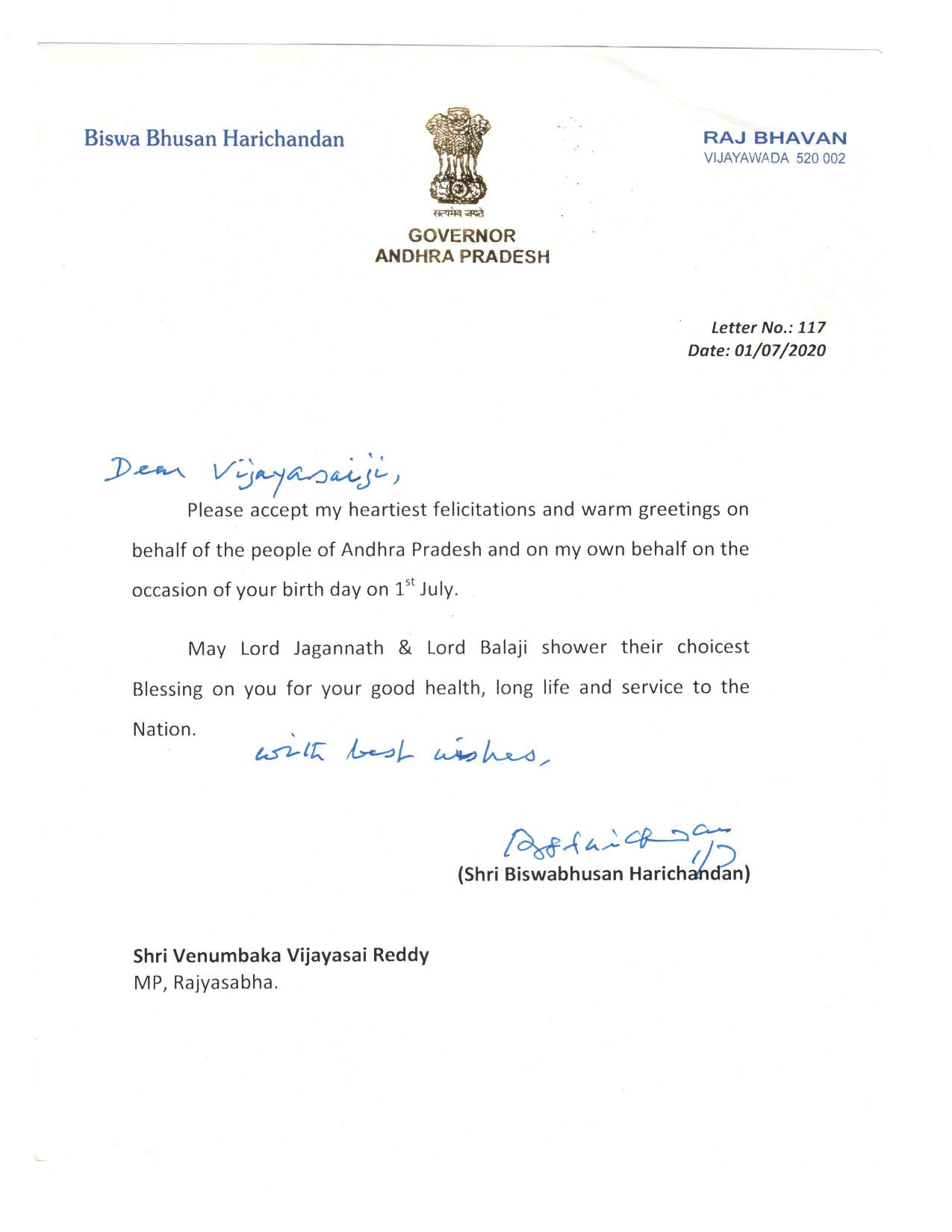 Governor wishes letter