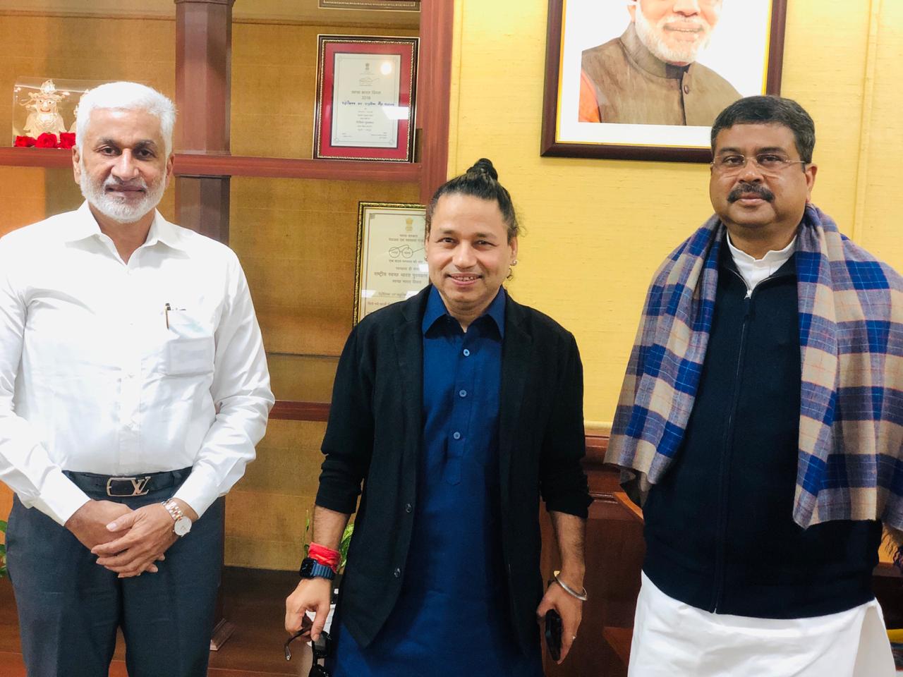 With Hon’ble Minister Sri Dharmendra Pradhan and Kailash Kher Famous Singer in Delhi...