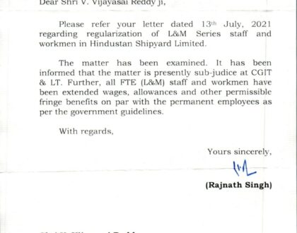 Letter from Rajnath Singh ji.