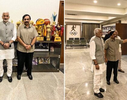 Visited Headquarters of Karnataka Olympic Association in Bengaluru today & had a wonderful discussion with President Sri Dr. K Govindaraj & Sri B Dayananda IPS.