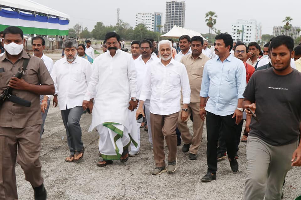 Ground opposite Nagarjuna University is getting ready for YSRCP plenary celebrations.