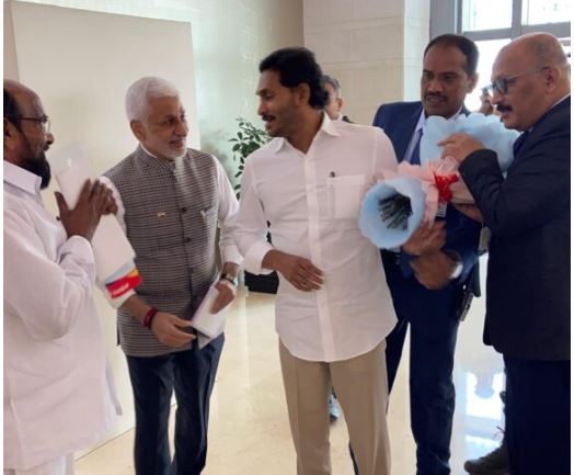 Received Hon’ble CM @ysjagan Garu at the Delhi Airport today along with our party MPs and senior Leaders.